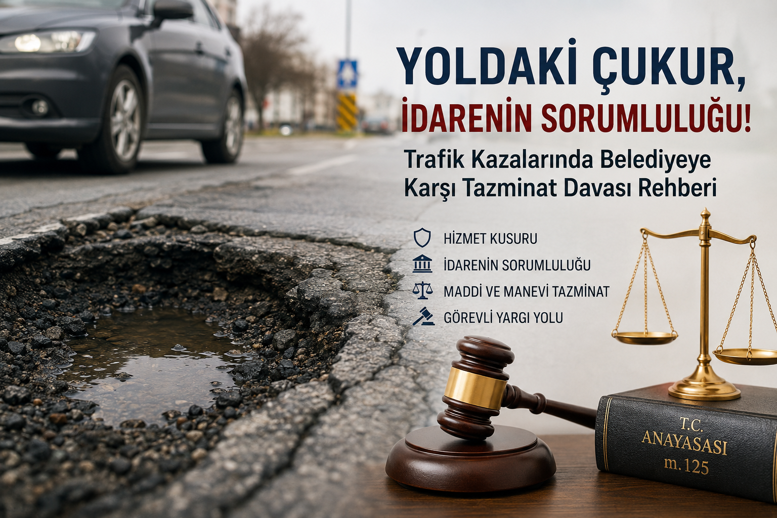 Yoldaki Çukur Bozuk Asfalt ve Açık Rögar Nedeniyle Oluşan Zararlarda Belediyenin Hukuki Sorumluluğu