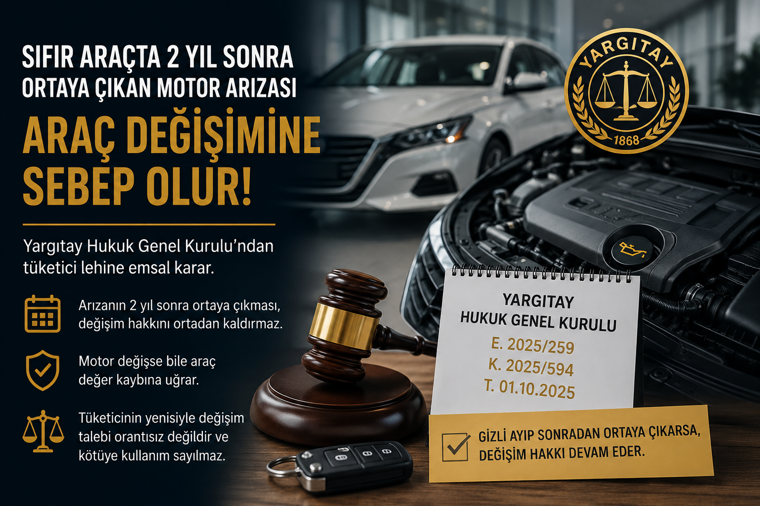 Sıfır Araçta 2 Yıl Sonra Ortaya Çıkan Motor Arızası Nedeniyle Araç Değişimi Mümkün mü